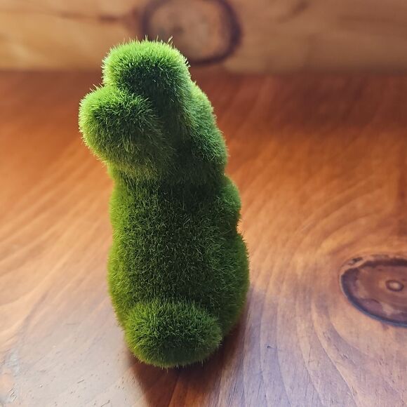 Green Flocked Fuzzy Bunny Figurine - Picture 2 of 7